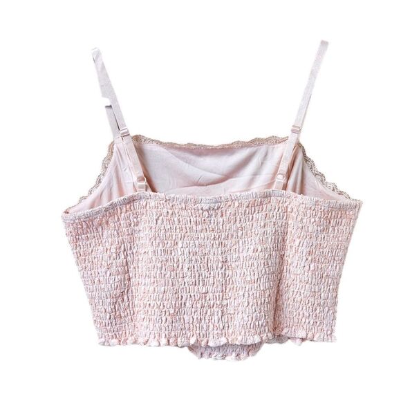 NEW TORRID PLUS SIZE LACE Square Neck Pink Smocked Crop Top Tank 2X - Picture 8 of 16